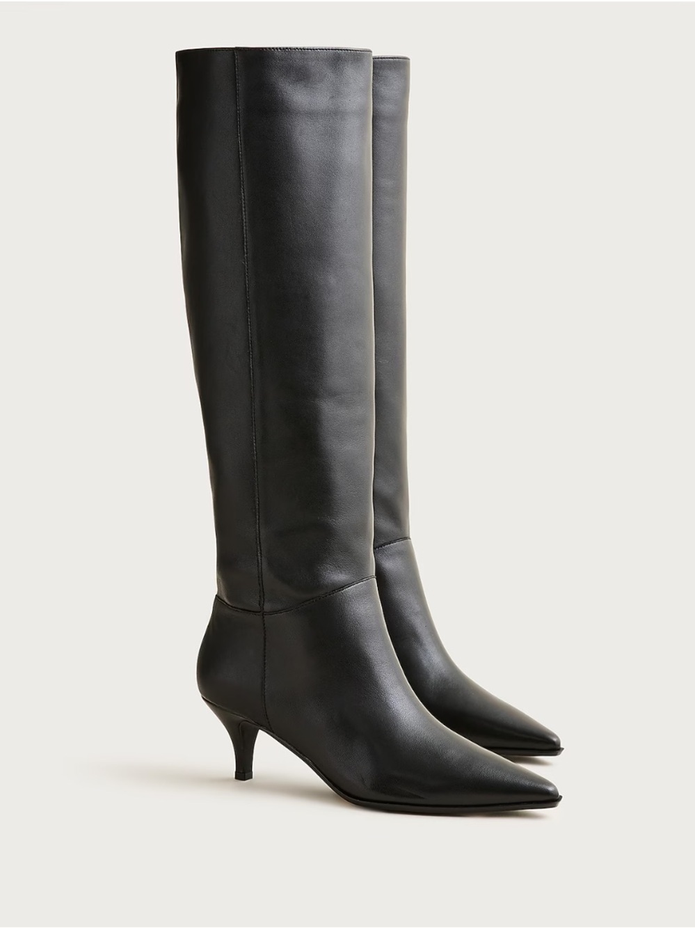 J. Crew New Stevie knee-high pull on boots in black leather CM917 $348 size 6